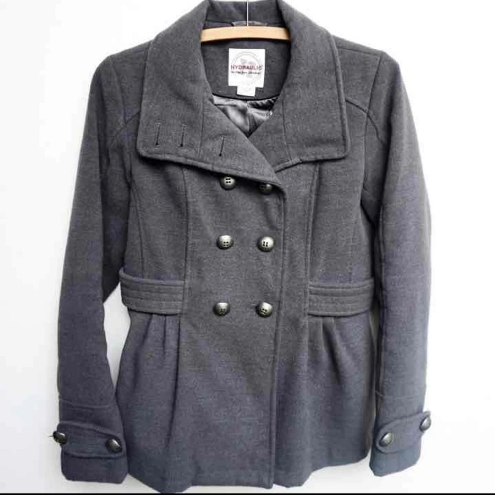 ๐บ๐ฆ NWOT Grey Peacoat Women XXS Classic Double Breasted Coat Spring Jacket New - Picture 2 of 4